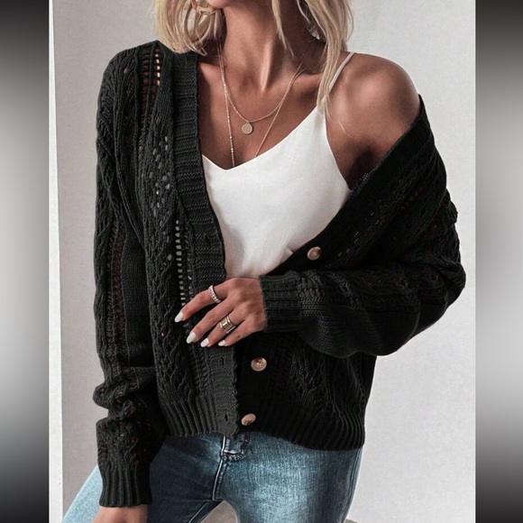 Cozy Mauve V neck button down Oversized knit cardigan - Picture 8 of 12